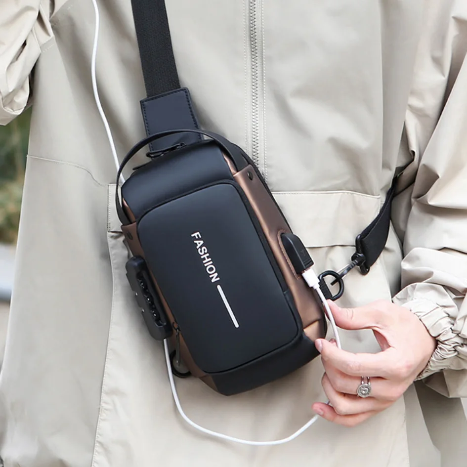 Multi-functional Anti-Theft Chest Bag with Password Lock-Large Capacity/Waterproof/USB Charging Port for Commuting & Outdoor Use