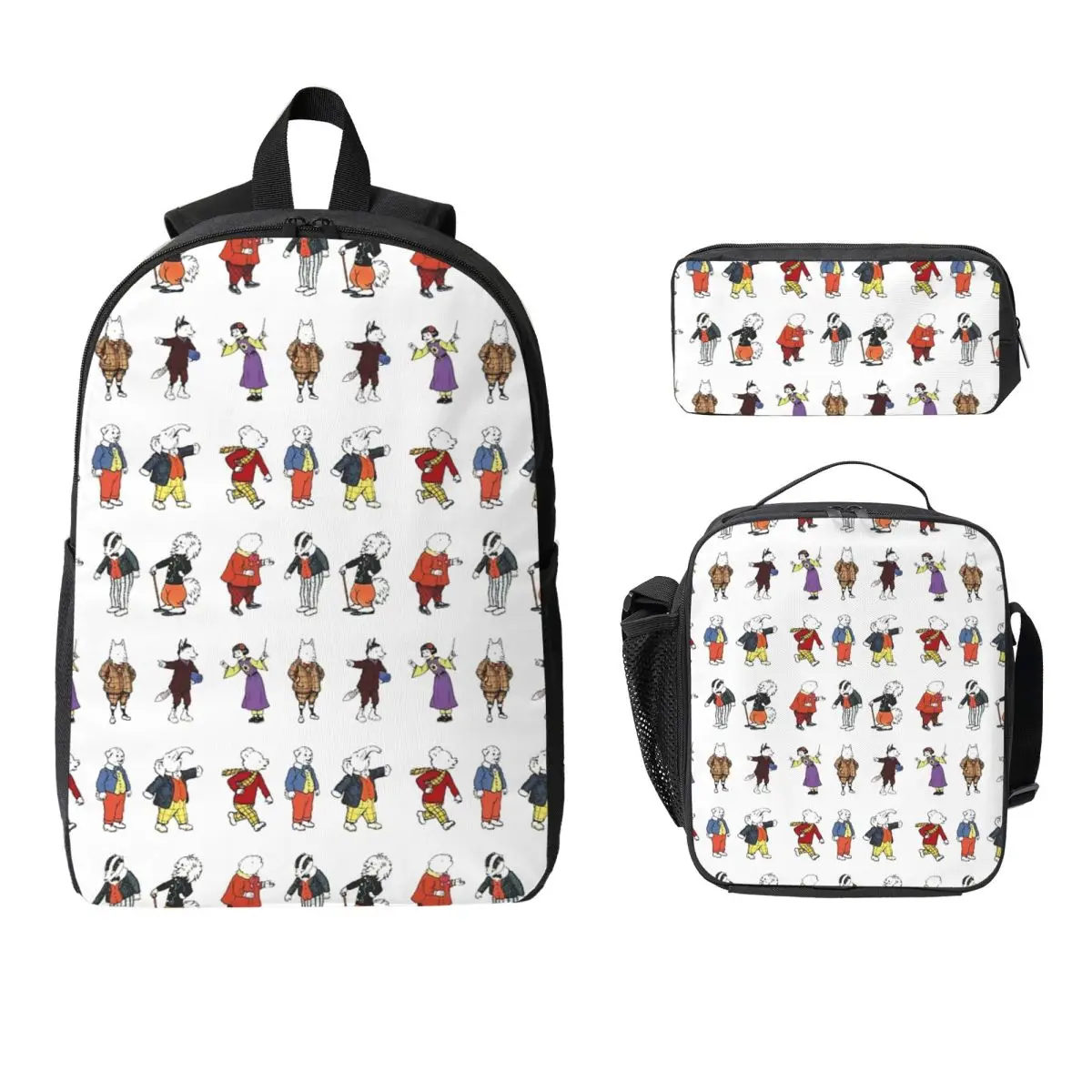 

Rupert Bear And Friends Backpack Student Boy Girls BookBag School Bag Computer Shoulder Bags 3ps Insulated Lunch Bag Pencil Case