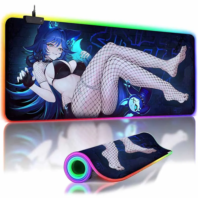 

Светодиодные игровые коврики для мыши Waifu Cups S6 Spite RGB Большой коврик для мыши Большие настольные коврики Нескользящий резиновый коврик для мыши Коврики для клавиатуры Overwatched