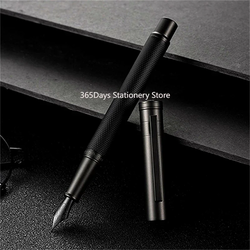 

Hongdian Black Forest Metal Fountain Pen Titanium Black EF/F/Bent Nib Beautiful Tree Texture Writing Ink Pen for Business Office