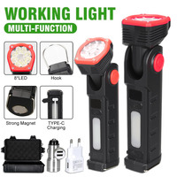 Portable COB LED Flashlight Rechargeable Work Light Magnetic Lanterna Hanging Lamp with 1800mah Built-in Battery Camping Torch