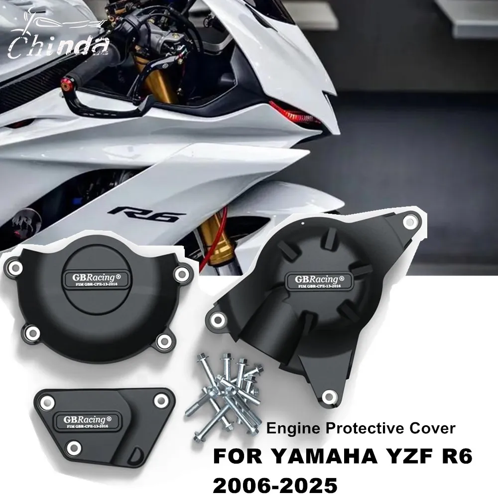 

Для YAMAHA YZF-R6 YZF R6 YZF600 2006-2025 комплекты крышек двигателя мотоцикла, защита капота, крышка двигателя
