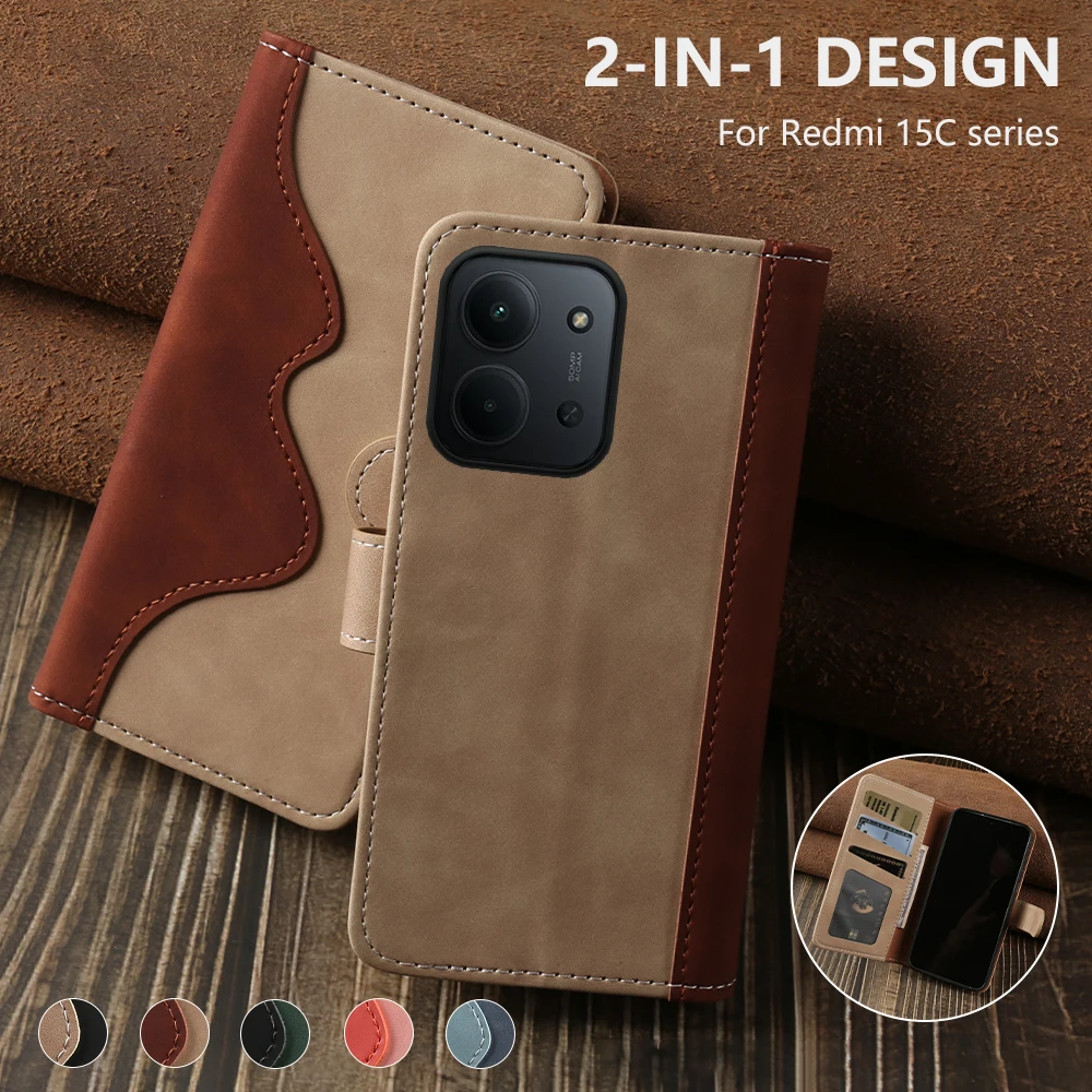 

Luxury Leather Phone Cases for Redmi 15 15C 14C 13C 12C Note 14 13 12 11 11S 12S 5G 9 9S 9A 9T 8T Pro Wallet Cover Coque Fundas