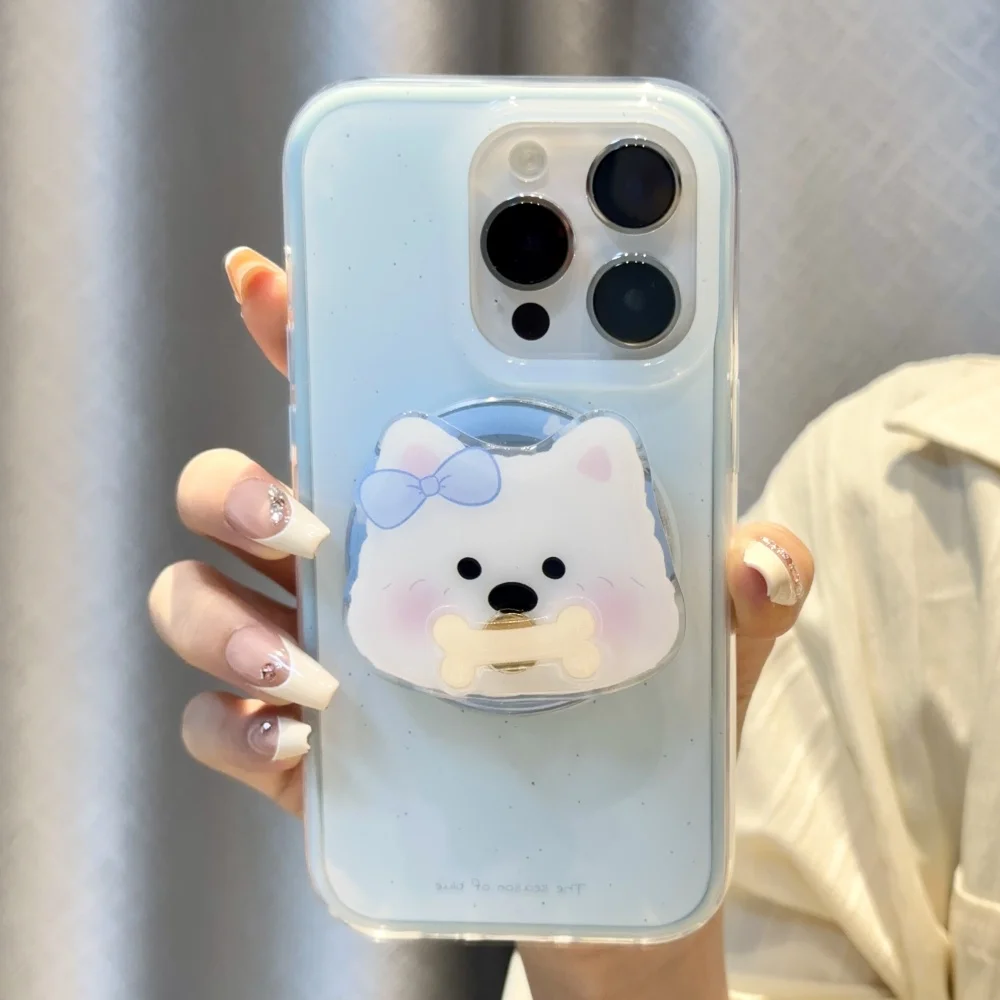 كوريا الكرتون لطيف جرو تدوير العظام Griptok قوس آيفون 15 العالمي اكسسوارات حامل هاتف قبضة توك حامل