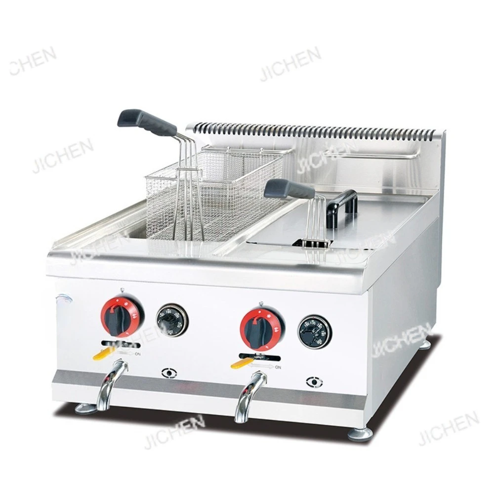 

Neu Stainless steel French fries machine 2 cans 2 baskets Commercial gas fryer