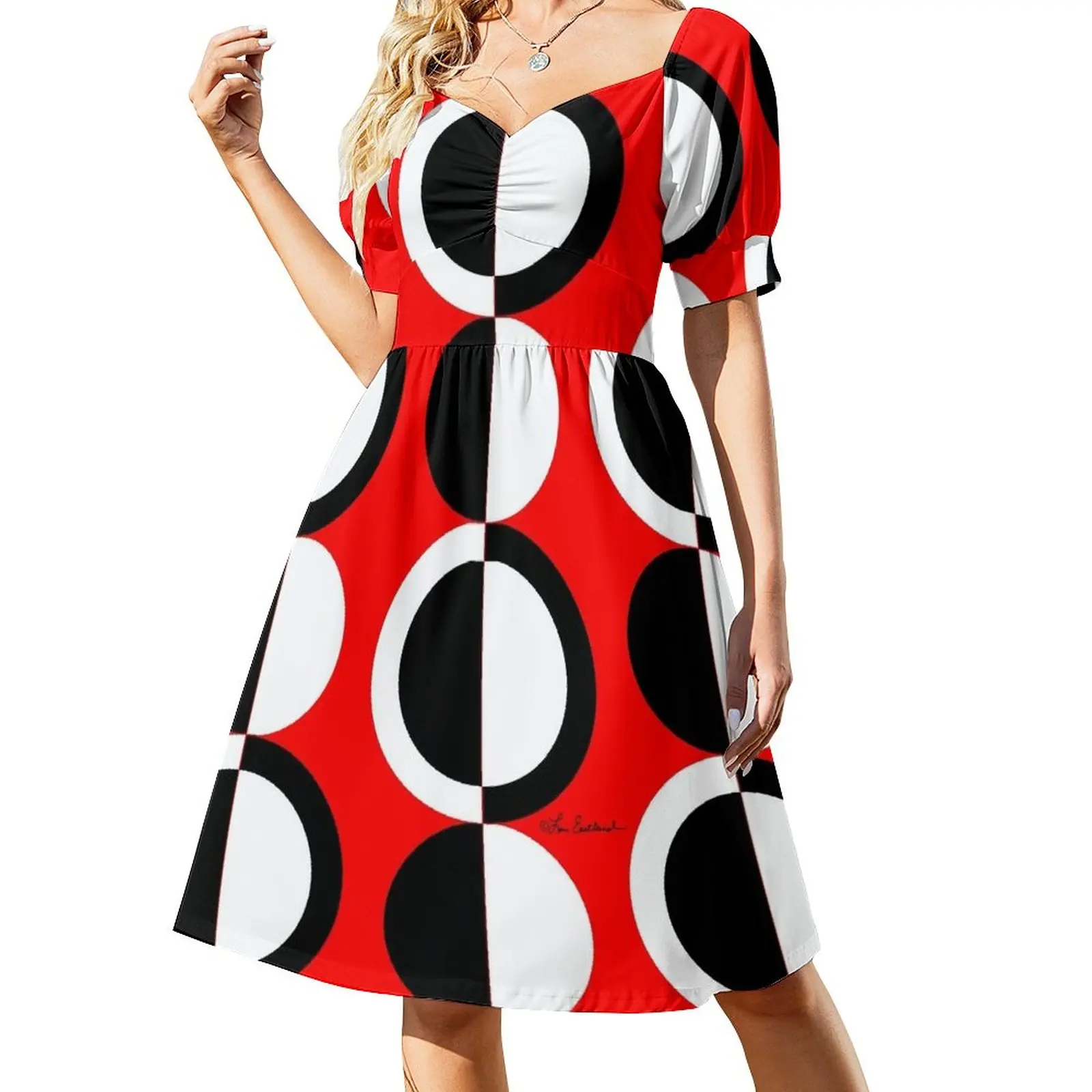 

Red Black White Mod Circles Dress festival outfit women dress party night