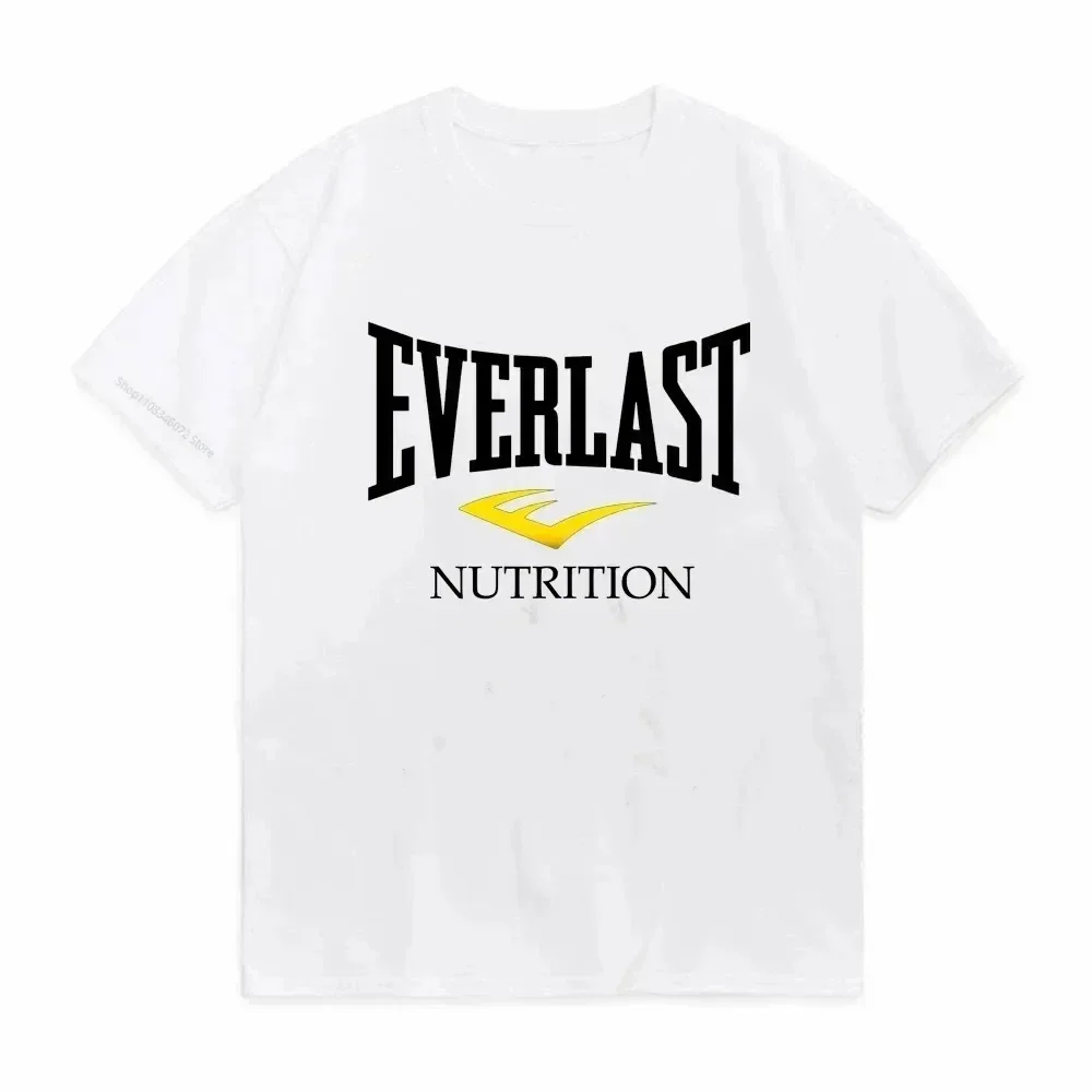 Boxing EVERLAST Men Loose Casual Short Sleeves T-shirt Men's Women's O-Neck T Shirt Cotton Tee Fitness Sports Tops Streetwear