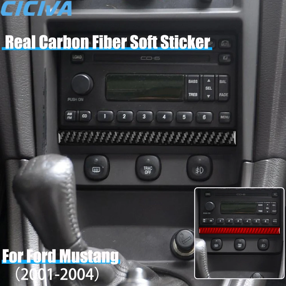 

Real Carbon Fiber Car Accessories Center Console Strip Trim Cover Soft Sticker For Ford Mustang 4th Gen 2001 2002 2003 2004