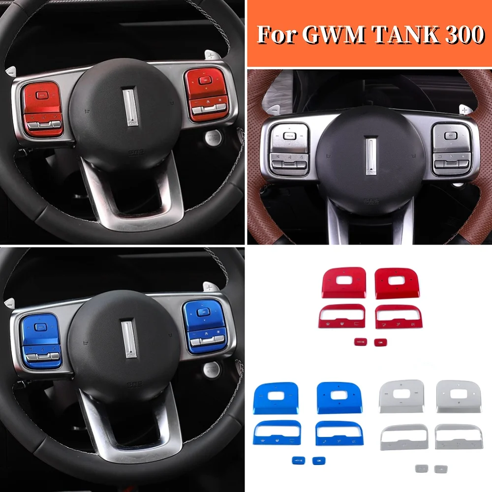 

For GWM Great Wall Tank 300 2022 2023 Steering Wheel Button Cover Trim Aluminum Alloy Switch Sticker Anti Scratch Accessories