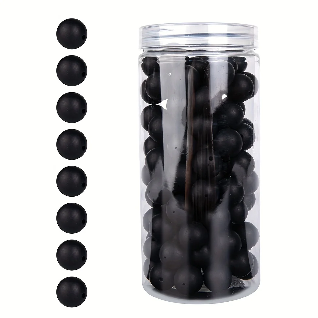 100 Stück/Box 12/15 mm Silikonperlen-Set für Schlüsselanhänger, Halskette, Armband, Umhängeband, Herstellung von runden Gummi-Silikon-Fokalperlen – Detail 25