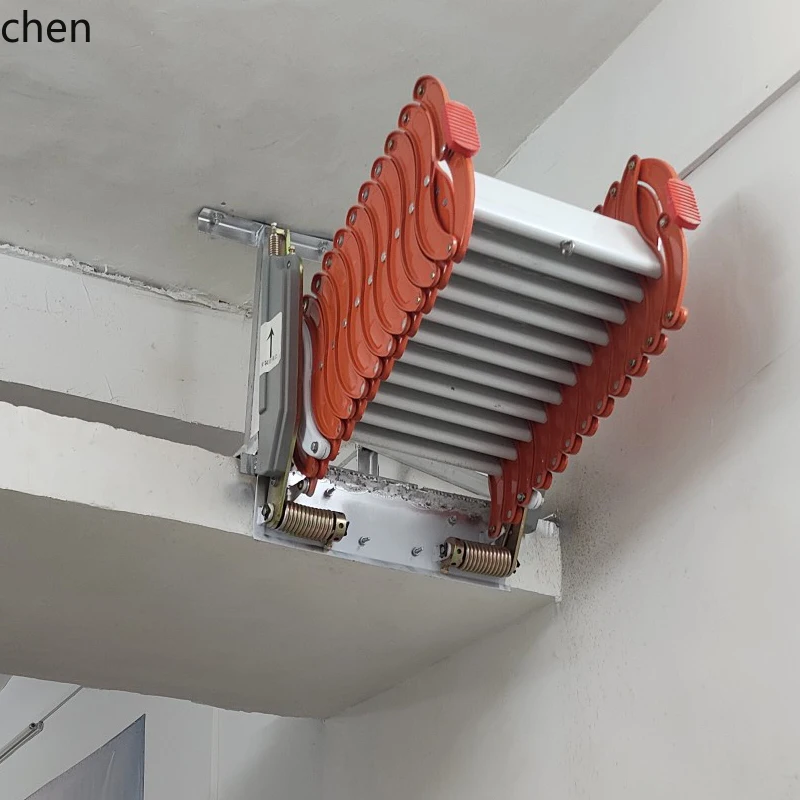 

HTT telescopic staircase loft wall-mounted upturn folding ladder shrink lift ladder indoor and outdoor
