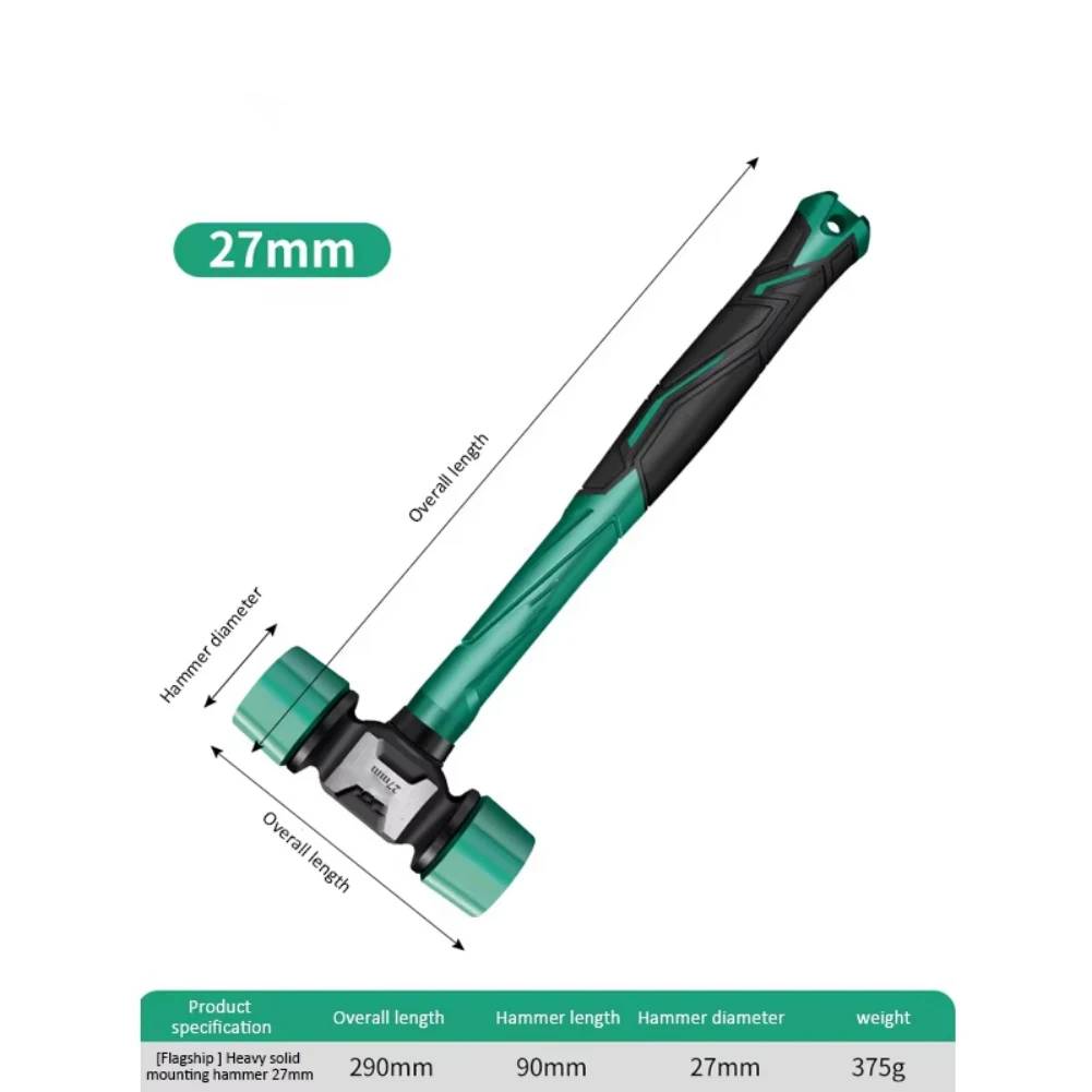 Industrial Rubber Mallet with Ductile Iron Head and High Strength Fiber Handle for Woodworking and For Camping