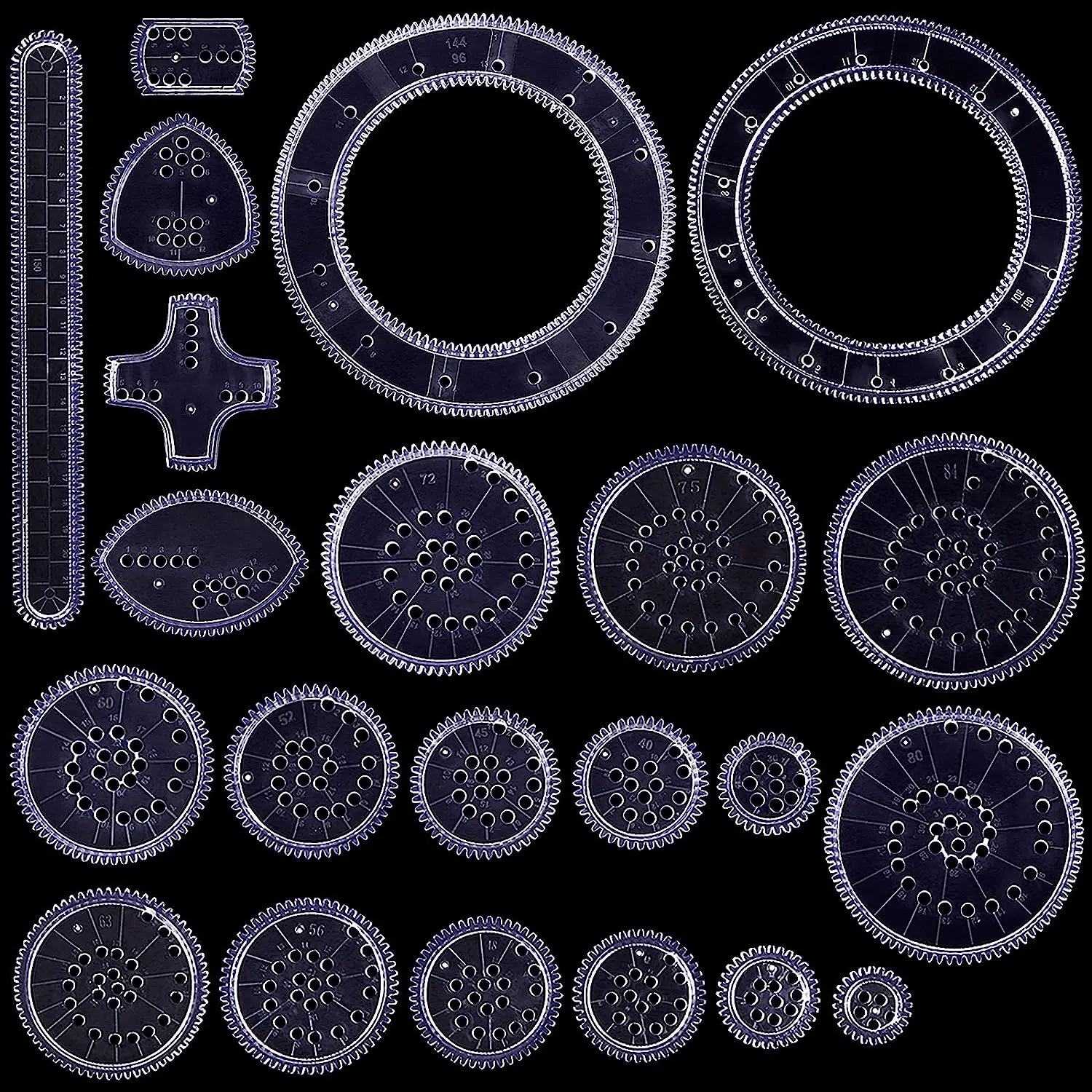 Imagem -03 - Conjunto Spirograph Desenho Brinquedos Conjunto Engrenagens Bloqueio Rodas Pintura Régua Desenho Criativo Brinquedo Educativo para Crianças 22 Peças