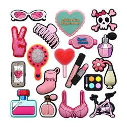 1pcs Original Pink Girl Supplies PVC Shoe Charm Accessories Girls Rule Boys Drool Designer Sandals Upper Buckle Decorations Clog