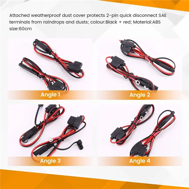 【Top Sale !!】Foxsur 2Pcs Motorcycle Battery Sae Charging Cable Sae Quick Disconnect Plug To 12V Ring Terminal Fuse