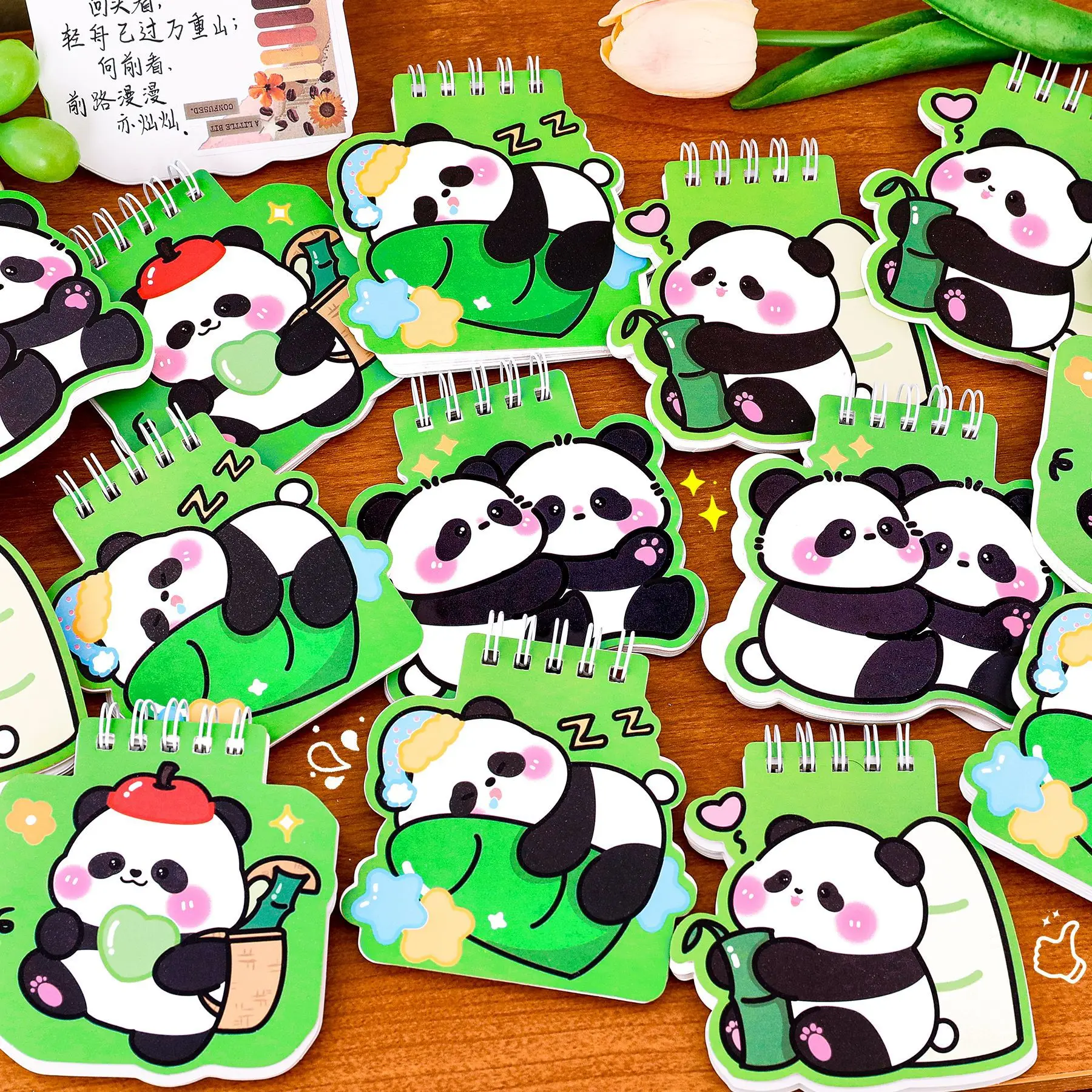 Panda Top-Flip Spiralblock Niedliches Cartoon Nachfüllbares Tragbares Notizbuch für Schüler Lernbedarf Schülergeschenkset Lehrer