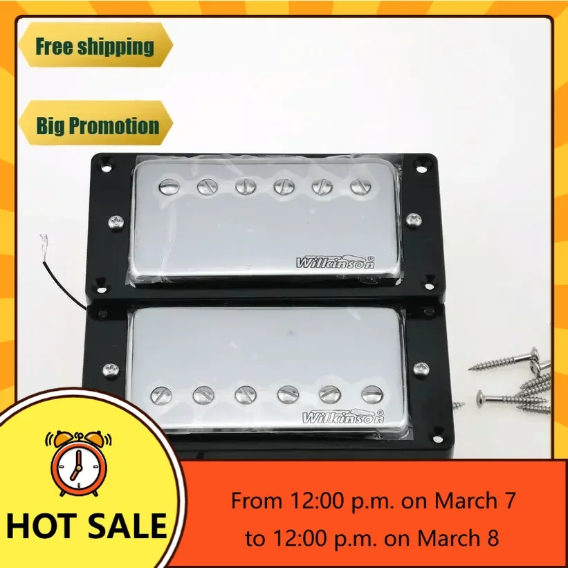 

Q-X Music Store-Wilkinson LP Pickups Humbucker Ceramics Electric Guitar Pickups Silver cover 4C Wire
