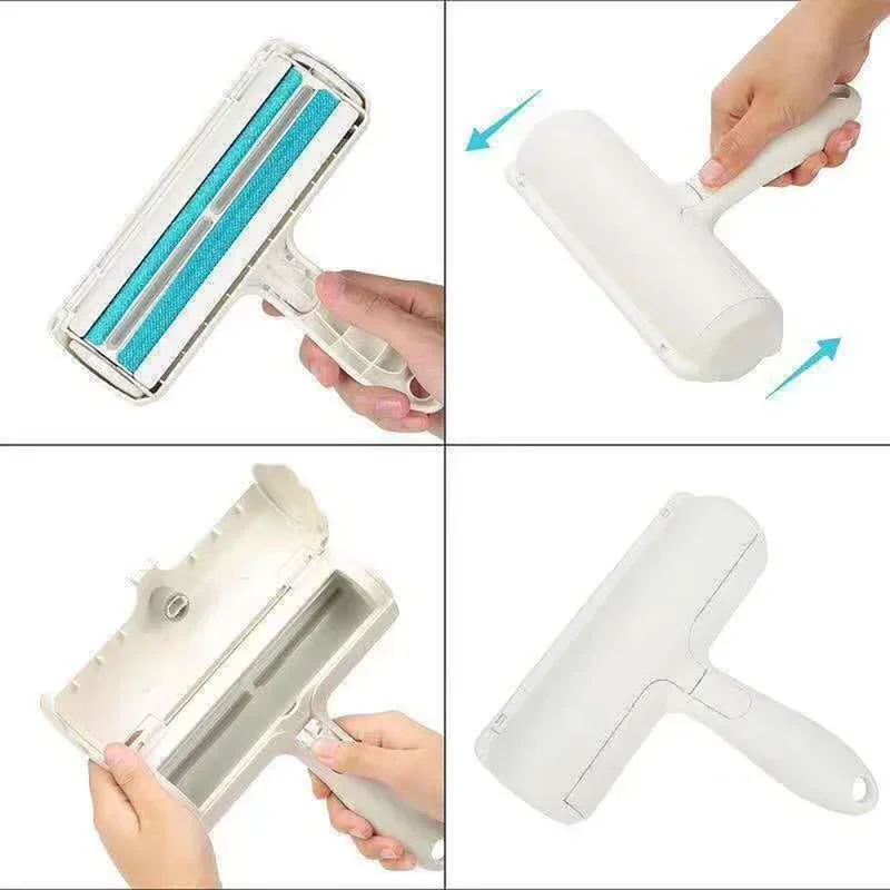 2-Way Pet Hair Remover Roller  Dog Cat Hair From Furniture Self-cleaning Lint Pet Fur Dust Remover Base Home Sofa Clothes