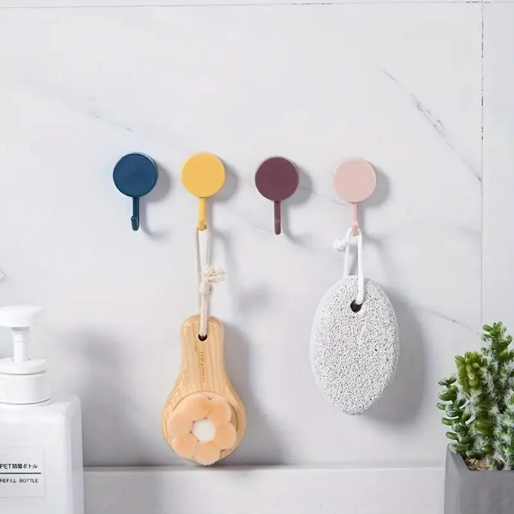 [No-Drill Waterproof Hook] Waterproof No-Drill Wall Hook | Small Plastic in Macaron Colors - Pink, Blue, Turquoise, Black, Yellow | Multi-Purpose Towel and Key Hook Suitable for Bathroom, Shower, Behind Doors | Bohemian Style Practical Universal Hook