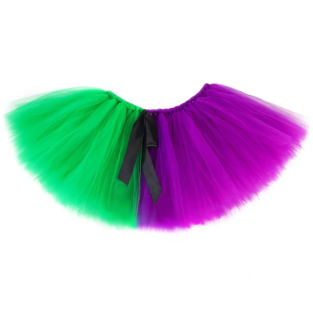 Green Purple Bat Joker Tutu Skirt Toddler Baby Girls Tutus Fluffy Mini Tulle Skirt Evil Clown Halloween Costume for Kids Clothes