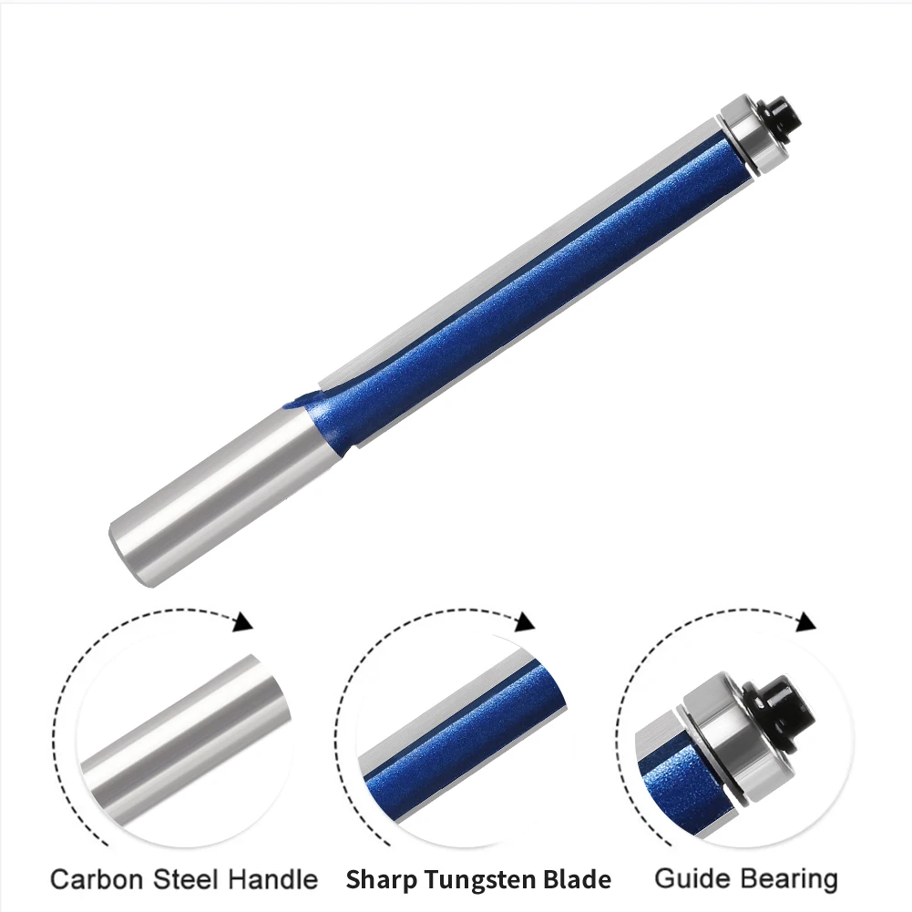 목공 절삭 공구용 SHANKlong 블레이드 플러시 비트, 플러시 트림 라우터 비트 엔드 베어링, 1/2 인치, 12mm, 무료 배송, 신제품