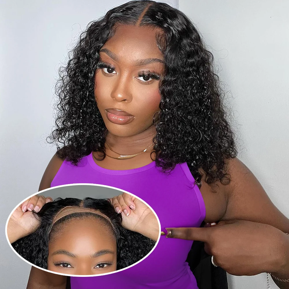 Wear And Go 13x4 Water Wave Bob Lace Wig For Women Curly Wig Glueless Human Hair Wig Ready To Go Human Hair Wigs Pre Cut No Lace