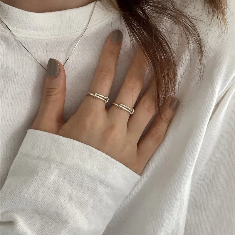 Women's Silver Color Line Adjustable Ring
