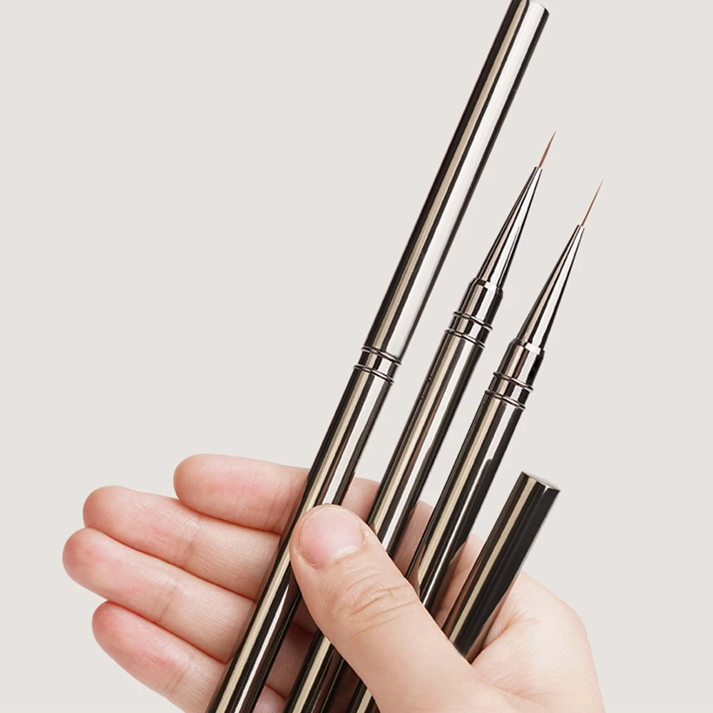 Silver Nail Liner Brush 6/9/12/15/18mm Thin Nail Art Brush for Manicure Design Pen Detail Acrylic Line Detail Drawing Painting