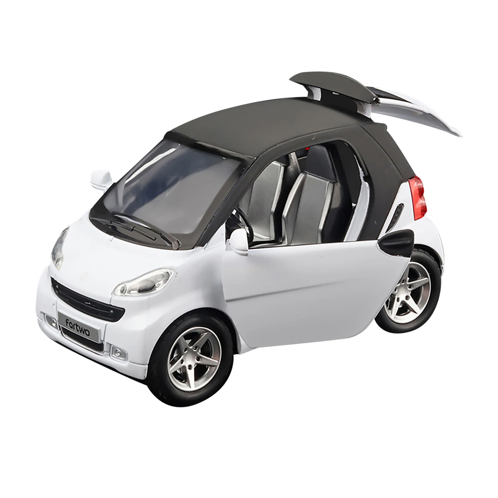 1:32 Legering Witte Auto Smart Fortwo Pull-Back Simulatie Auto Model Voertuigen Collectible Ornament Childrens Auto Speelgoed Kerstcadeaus