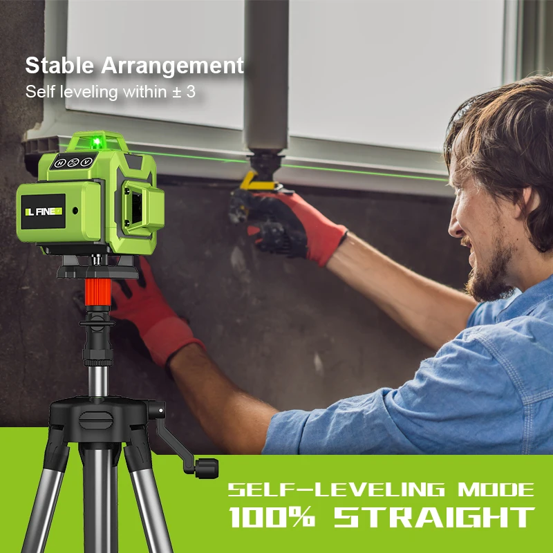 LFINE Laser Level 4D 16 Lines 360 Self-leveling Horizontal Vertical Cross Green Laser 8 Lines With Remote Control Laser Levels