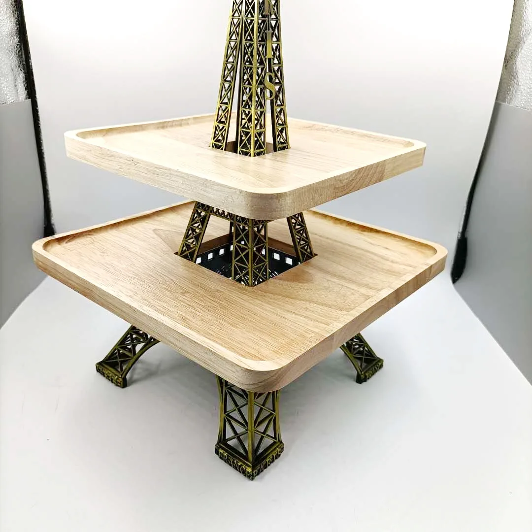 Cyber Red Eiffel Tower Dim sum Rack Hotel Buffet Buffet Tea Break Decoration Fruit Cake Display Rack Tray