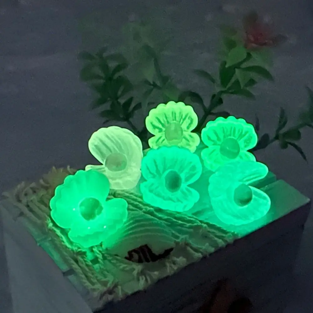 Marine Animal Series Sea Fish Model Resin Colorful Luminous Jellyfish Ornament Luminous Pearl Shell Decoration Fish Tank