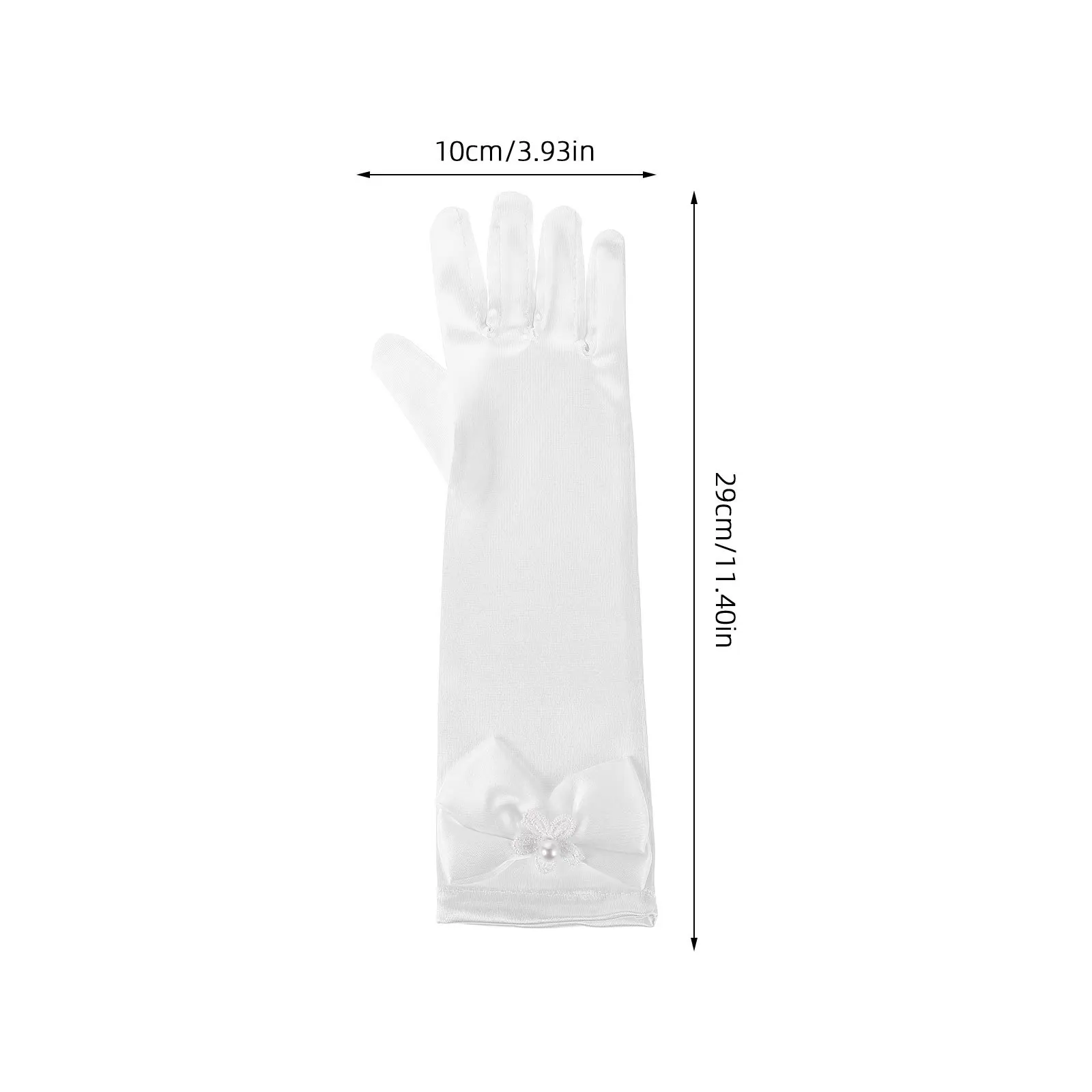 1 زوج قفازات الأطفال الرسمية للفتيات القوس الساتان زهرة فتاة فستان أطفال اكسسوارات الزفاف الشاي حفلة الأميرة ارتداء