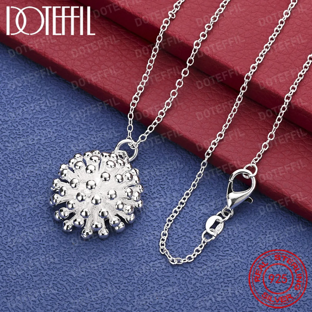 

925 Sterling Silver Exquisite Sea Urchin Pendant Necklace, Fashionable Wedding Gift Accessory for Women