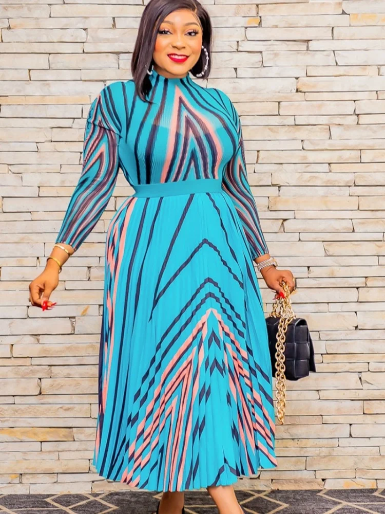 Tre sorelle nuovi arrivi moda autunnale per il tempo libero pendolarismo vacanza ballo di fine anno abiti da donna stampa o-collo abiti longuette a maniche lunghe