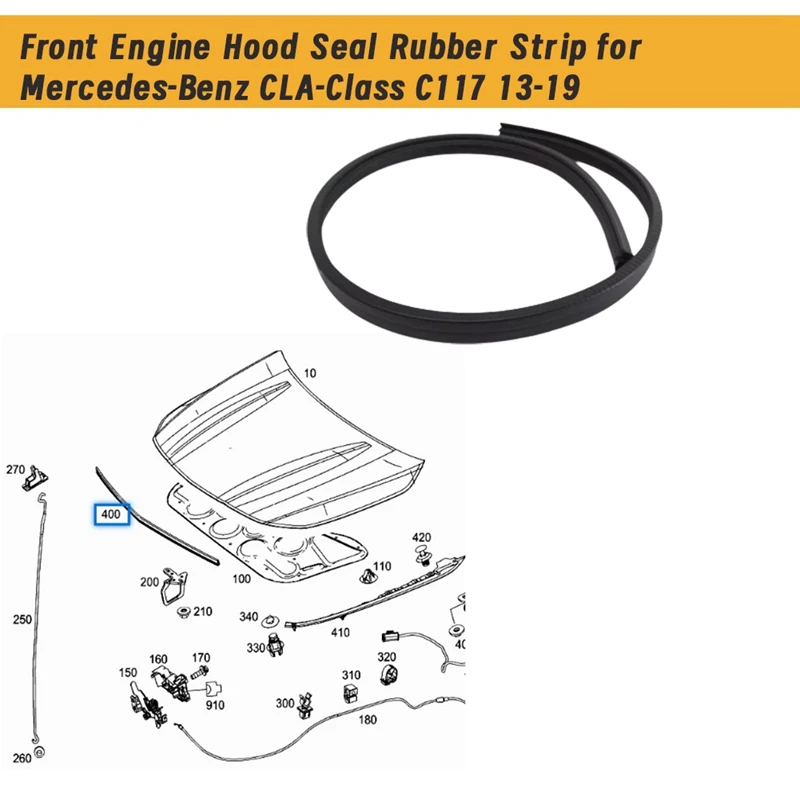 メルセデスベンツclaクラスc11713-19,a1178870098用の防水ゴムストリップ,フロントエンジンフードシール