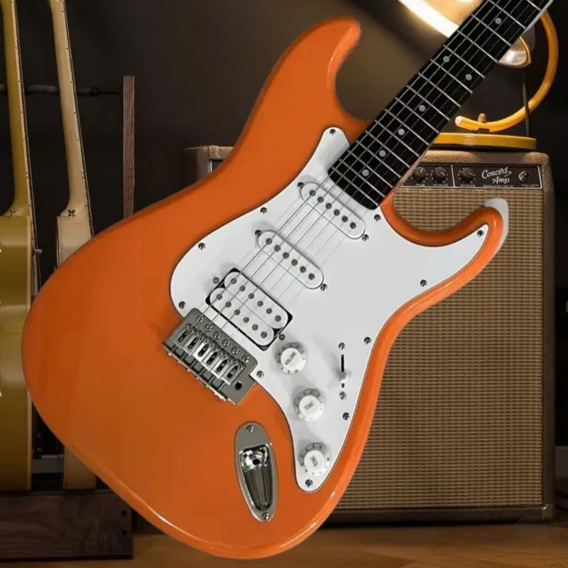 جيتار كهربائي شحن مجاني عرض خاص STS برتقالي الماهوجني الجسم خشب الورد الرقبة اختراق قوي هدية منفردة عيد ميلاد سعيد