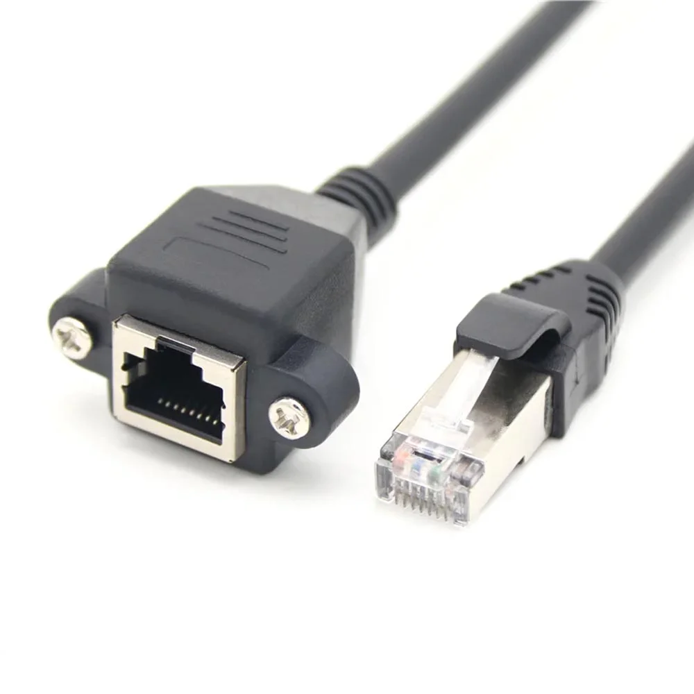 CAT6 Extension Cable RJ45 Male to Female Screw Panel Mount Ethernet LAN Network Extension cate6 Cables 30cm 60cm 100cm