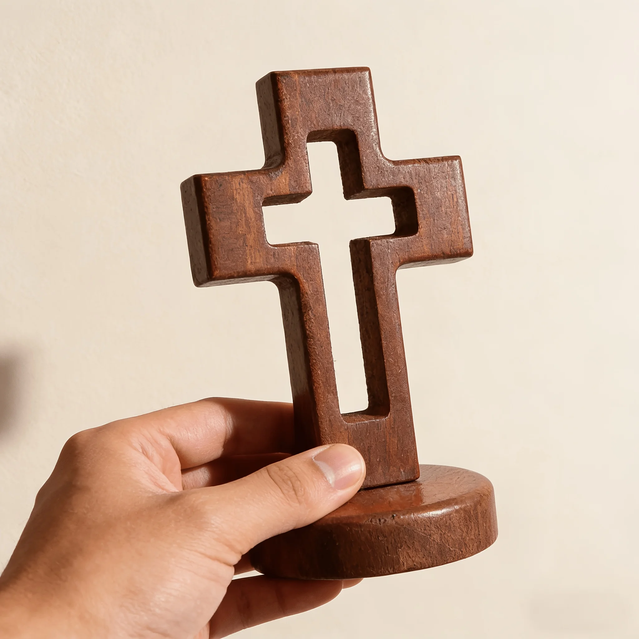 1Pcs hollow cross ornament wood study car ornament