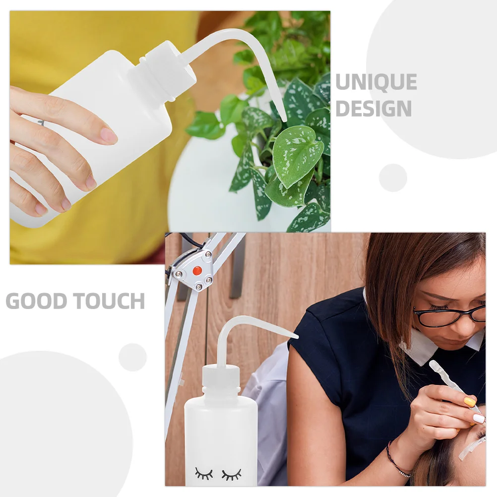 

6pcs Eyelashes Cleaning Bottles Angled Neck Squeeze Bottle For Eyelash Wash Plastic Cleaning Tool Bend Mouth Multi-Function
