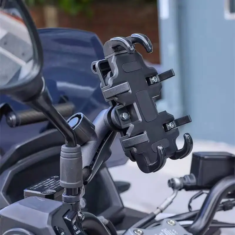 Support guidon vélo téléphone rotatif Mobile support de moto 360 °   Support de téléphone portable en aluminium pour vélo électrique GPS, support de rétroviseur