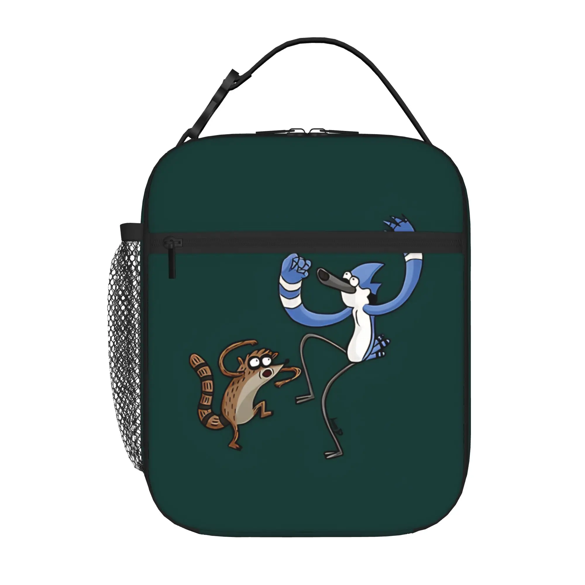1 Piece Portable Lunch Container cute raccoon  Zipper Closure Durable Pocket R-Regular show For Lunch Box Bag