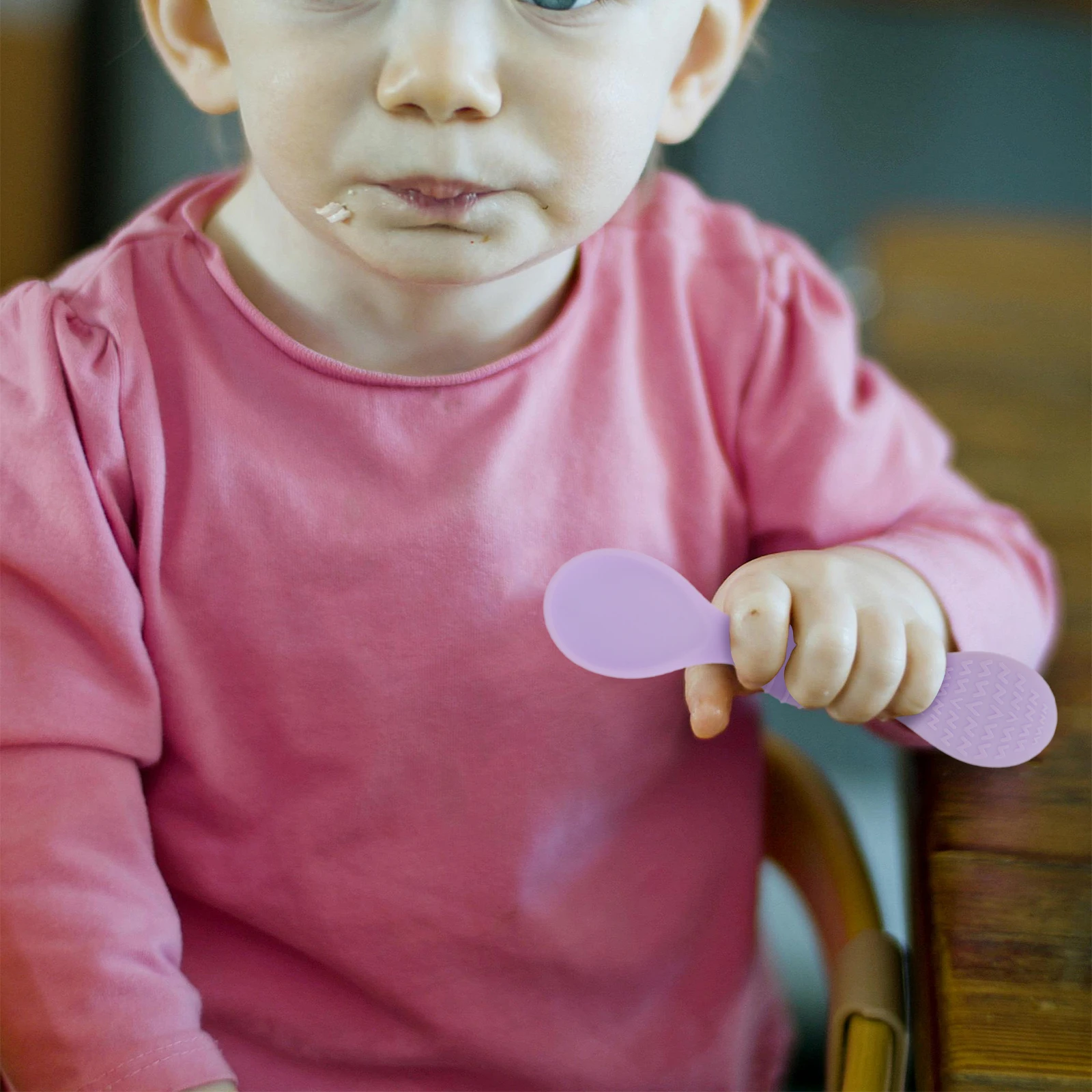 

2pcs Silicone Baby Spoons Infant Feeding Toddler Training Utensils Soft Tips Fruit Puree Spoon Scraping Spoon Gray Colors