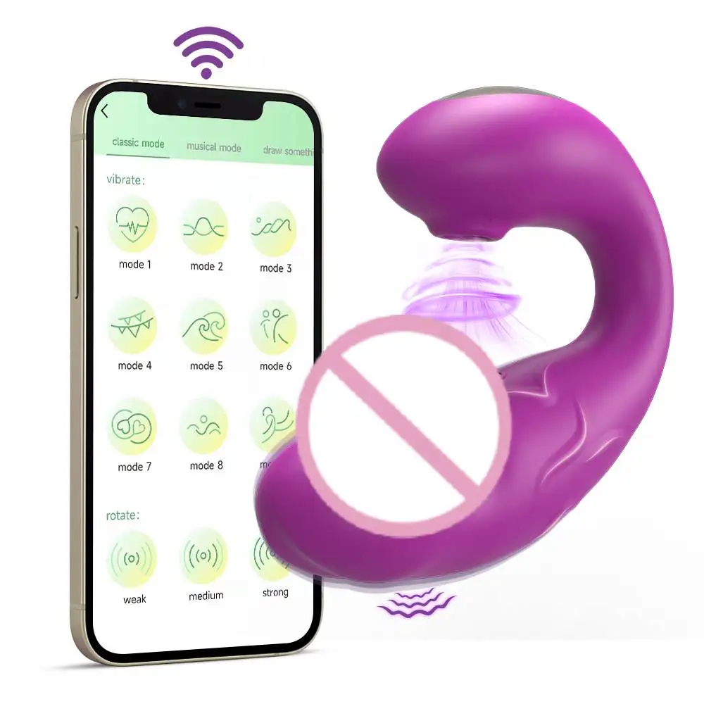 2 IN 1 Women Dildo Vibrator APP Control Nipple Sucker Clitoris Stimulator G Spot Massage 9 Vibrating Modes Adults Sex Toys