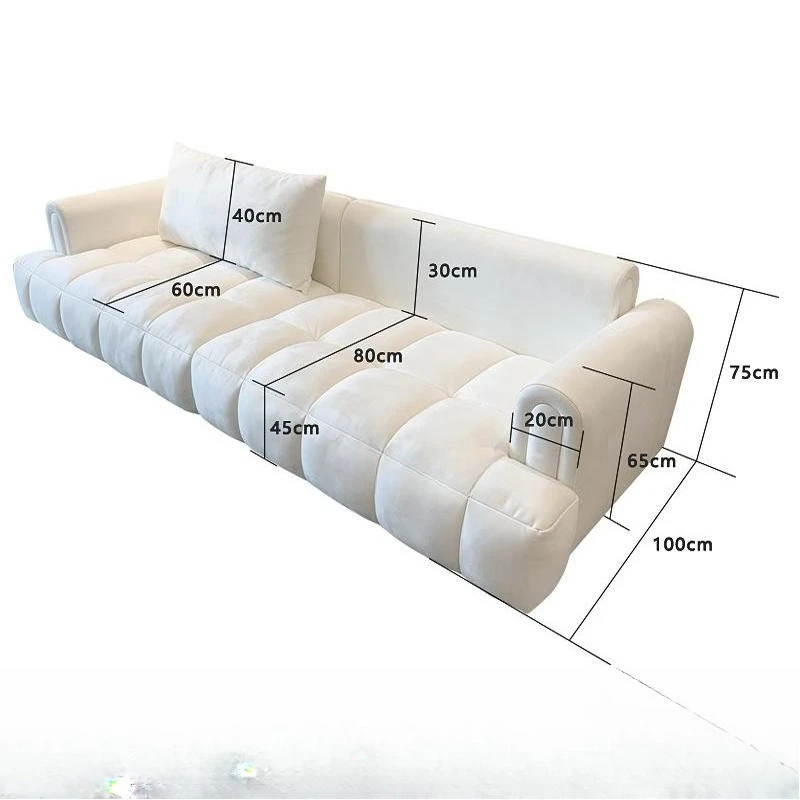 

French cream puff fabric sofa light luxury model room