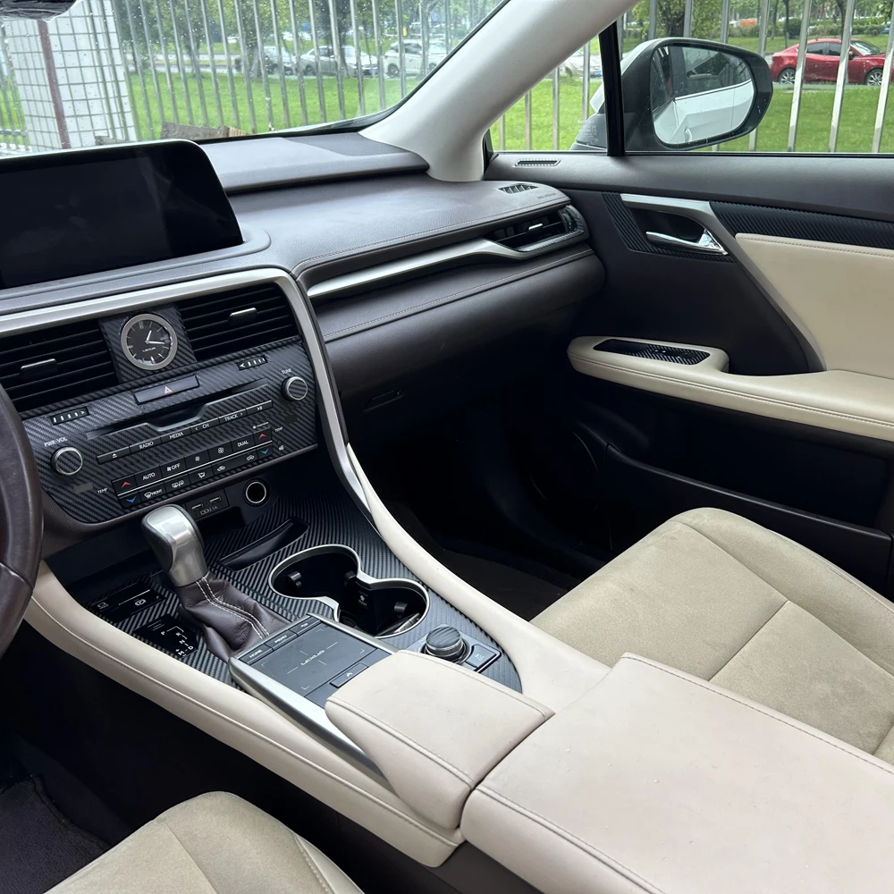 For Lexus RX 2016-2021 Interior Central Control Panel Door Handle Carbon Fiber Sticker Decals Car styling Accessorie