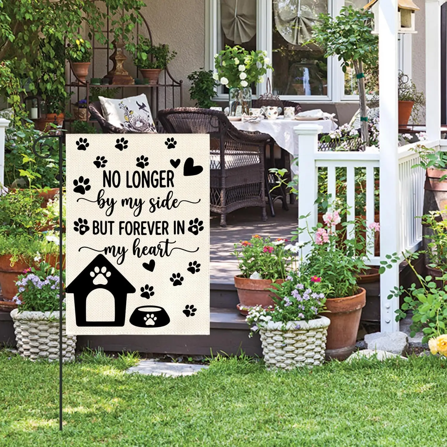 AVOIN colorlife Pet Memorial Garden Flag 12x18 Inch Double Sided Outside, No Longer By My Side But Forever In My Heart Dog L GGO