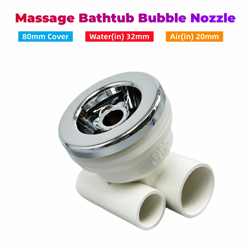 Φ80mm Cover 32mm Water-in Bathtub Jet Nozzle ABS Chromed Cap PVC Body Massage Bathtub Bubble Nozzle Hot Tub Water Jet Nozzle