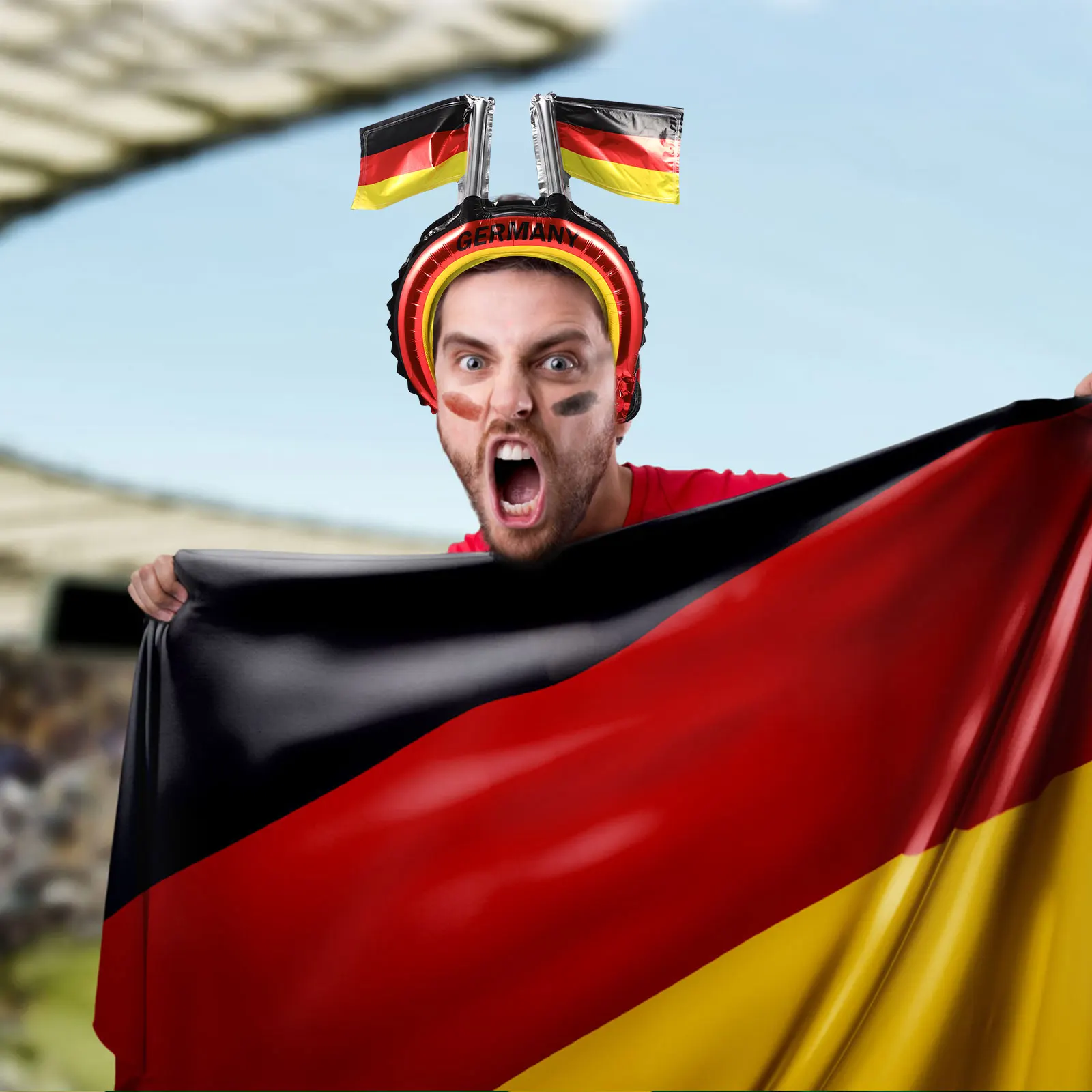 20pcs Flag Headdress Sports Competition Inflatable Headband For Soccer Party Football Fans Cheer Hairband Party