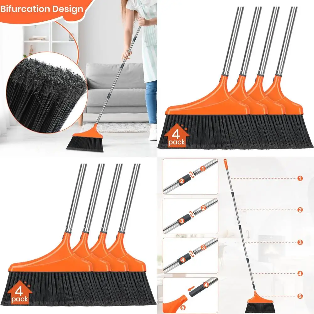 

52 Heavy-Duty Angle Broom Set, Stiff Bristles for Commercial Cleaning, Suitable for Indoor & Outdoor Use